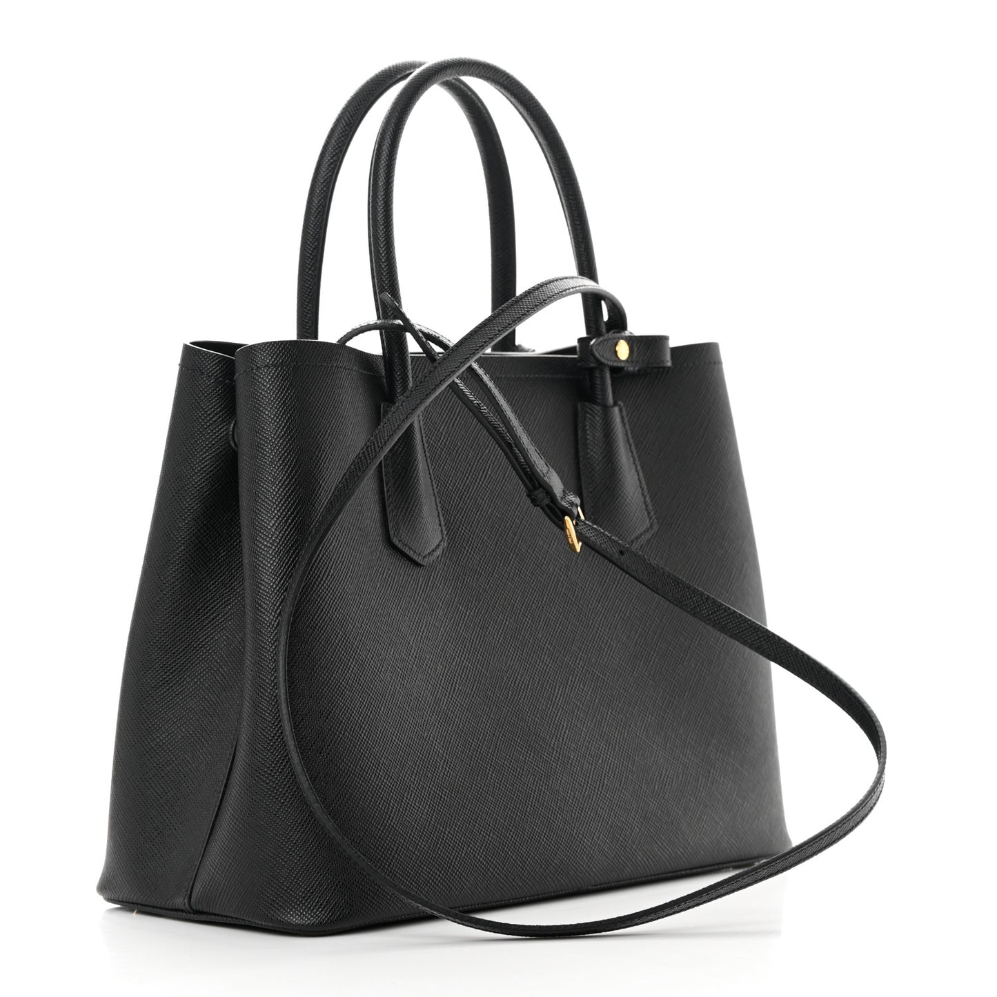 Saffiano Cuir Medium Double Handle Bag Black