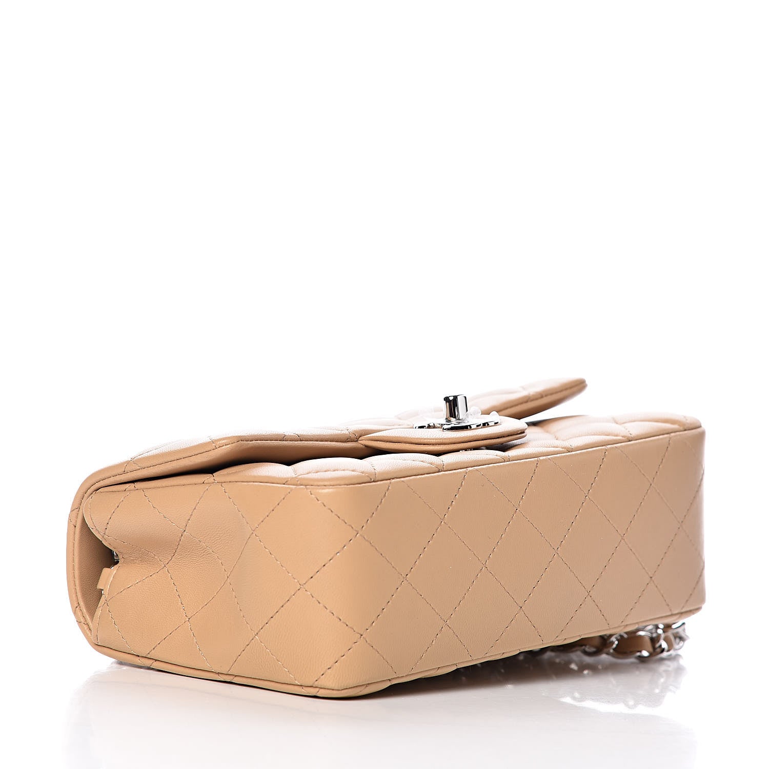 Chanel Lambskin Quilted Mini Rectangular Flap Beige 4 of 10