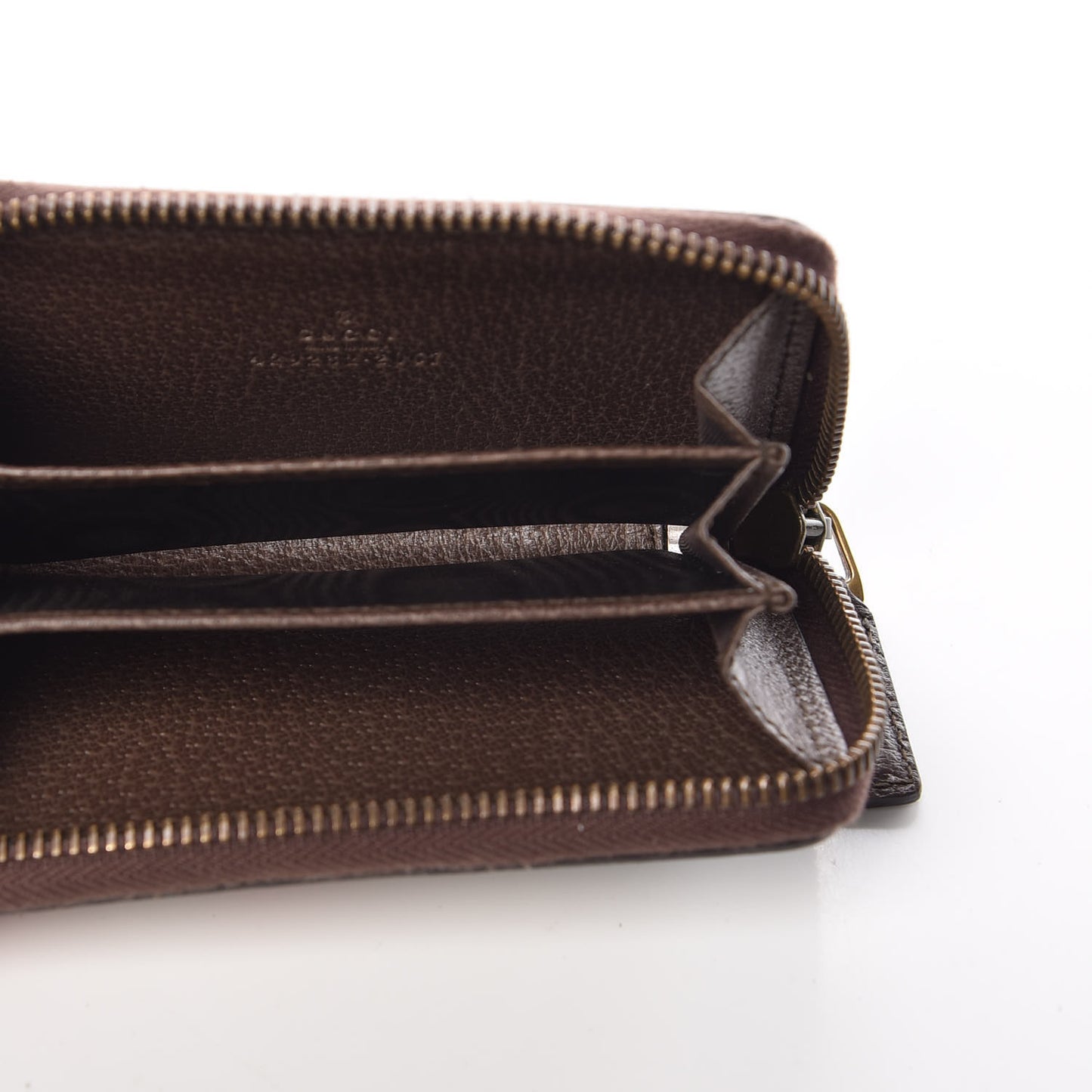 GG Supreme Monogram Chevron Zip Around Card Case Wallet Beige Green Red New Acero