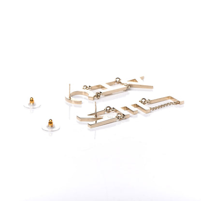 Chanel Metal Cha-Nel Logo Drop Earrings Gold 3 of 6