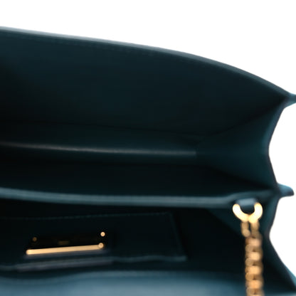 Salvatore Ferragamo Calfskin Suede Thalia Flap Shoulder Bag Blue 5 of 9
