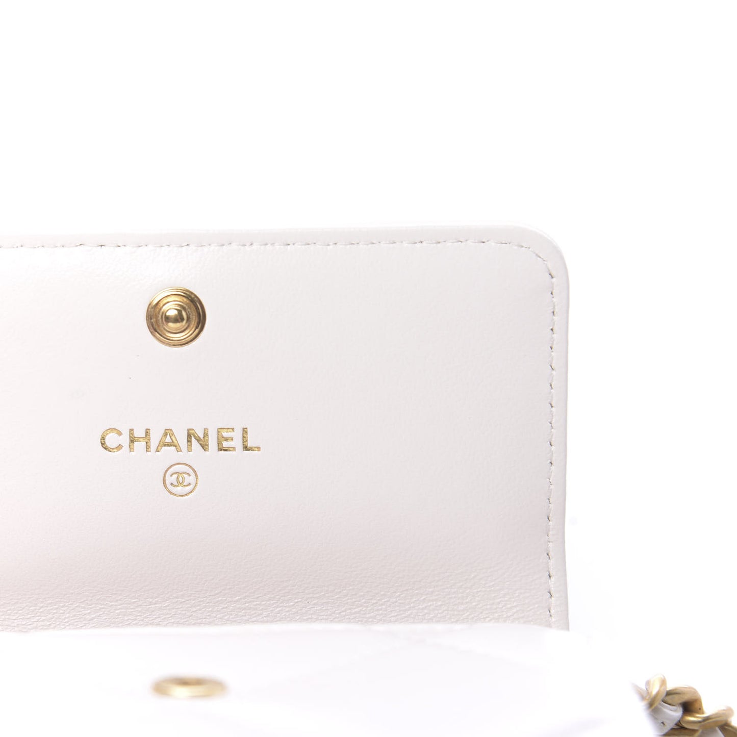 Lambskin Quilted 19 Flap Coin Purse With Chain White