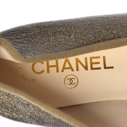 Chanel Metallic Calfskin Cap Toe CC Ballerina Flats 40 Gold 14 of 16