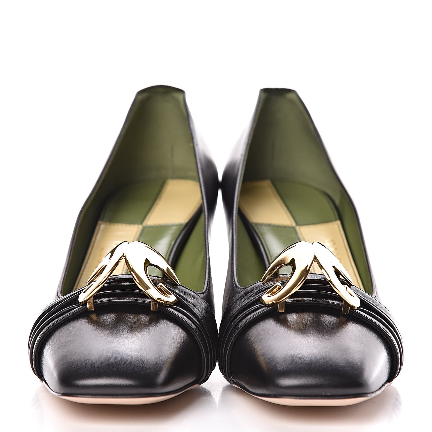 Gucci Malaga Kid Half Moon GG Square Toe Pumps 37 Black 2 of 10