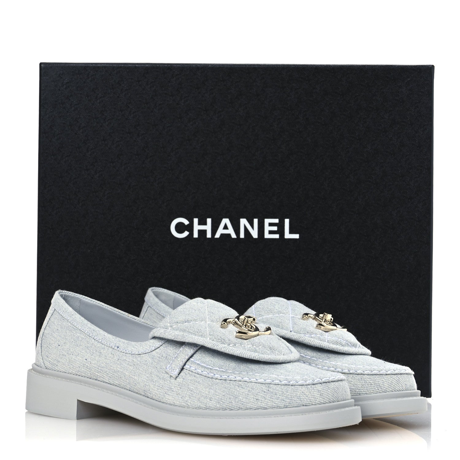 Chanel Denim CC Turnlock Loafers 37 Blue 11 of 11