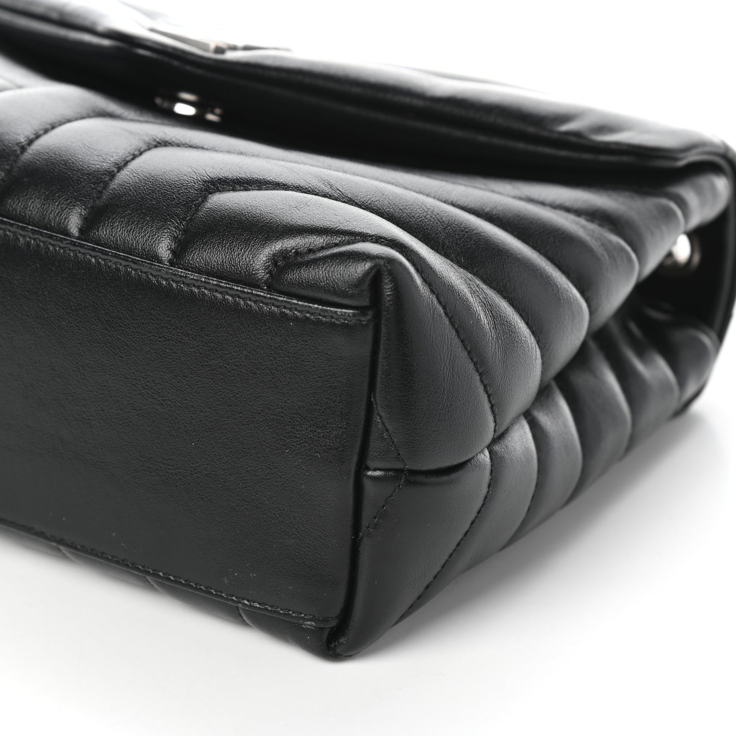 Calfskin Y Quilted Monogram Small Loulou Chain Satchel Black