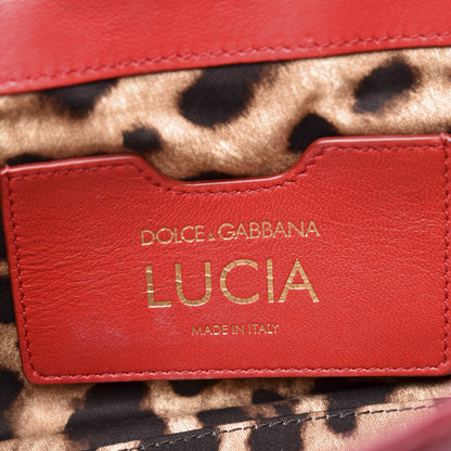 Dolce & Gabbana Lambskin Watersnake Embellished Lucia Shoulder Bag Red 7 of 9