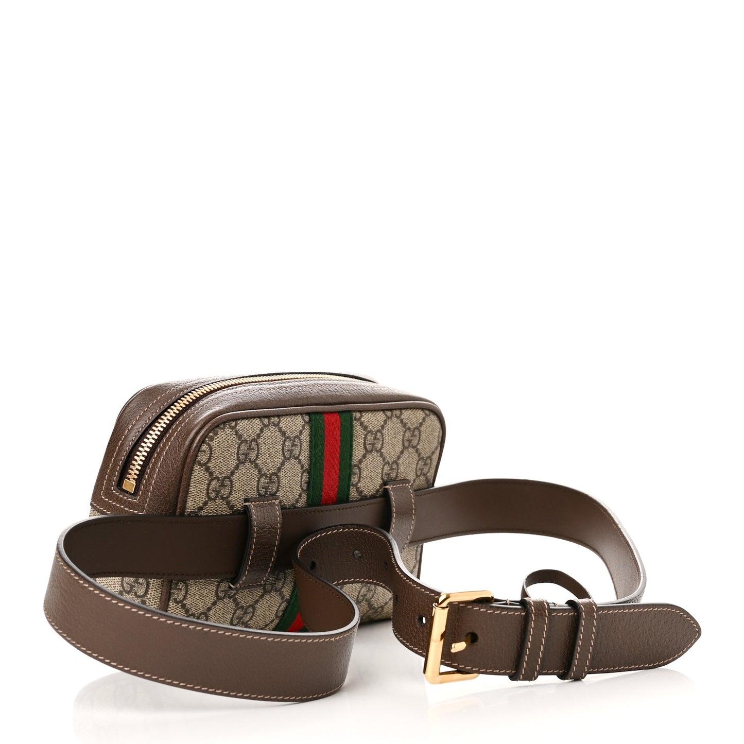 GG Supreme Monogram Web Small Ophidia Belt Bag 95 38 Dark Brown