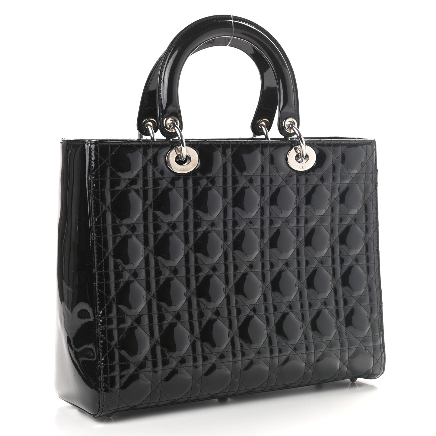 Patent Cannage Large Lady Dior Black
