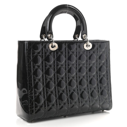 Christian Dior Patent Cannage Large Lady Dior Black 3 of 9