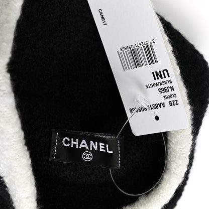 Chanel Cashmere Silk CC Beanie Hat Black White 4 of 4