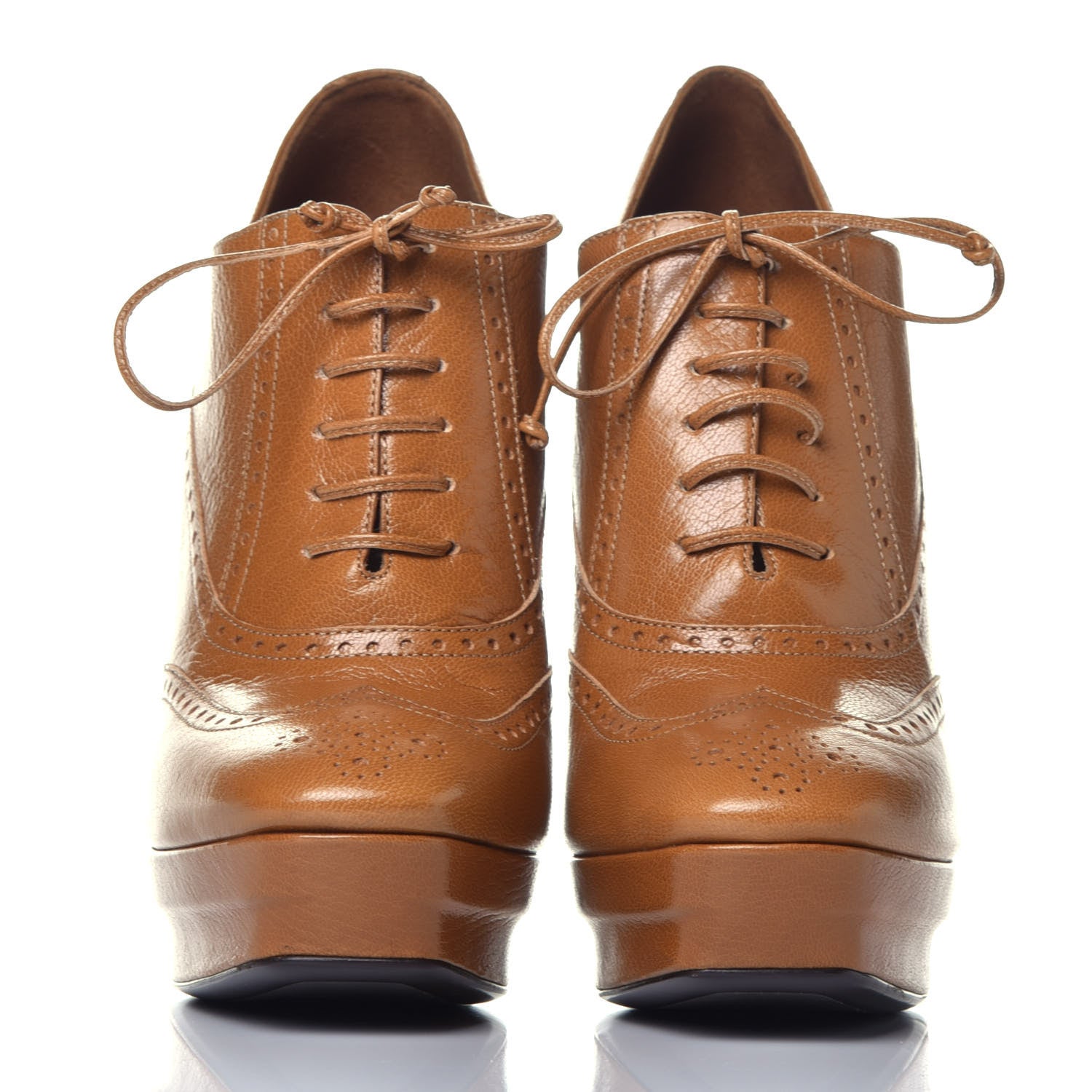 Bottega Veneta Smooth Goatskin Kari Oxford Lace Up Booties 39 Brown 2 of 7