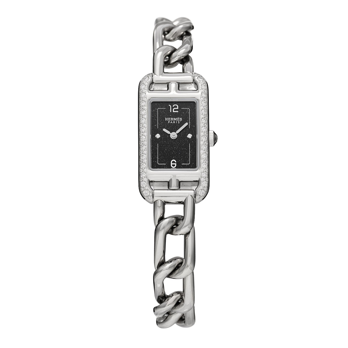Stainless Steel Diamond Bezel 17mm Nantucket Quartz Watch Black
