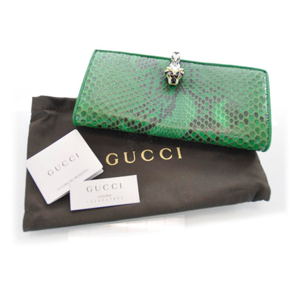 Gucci Python Continental Tiger Head Wallet Green 3 of 12