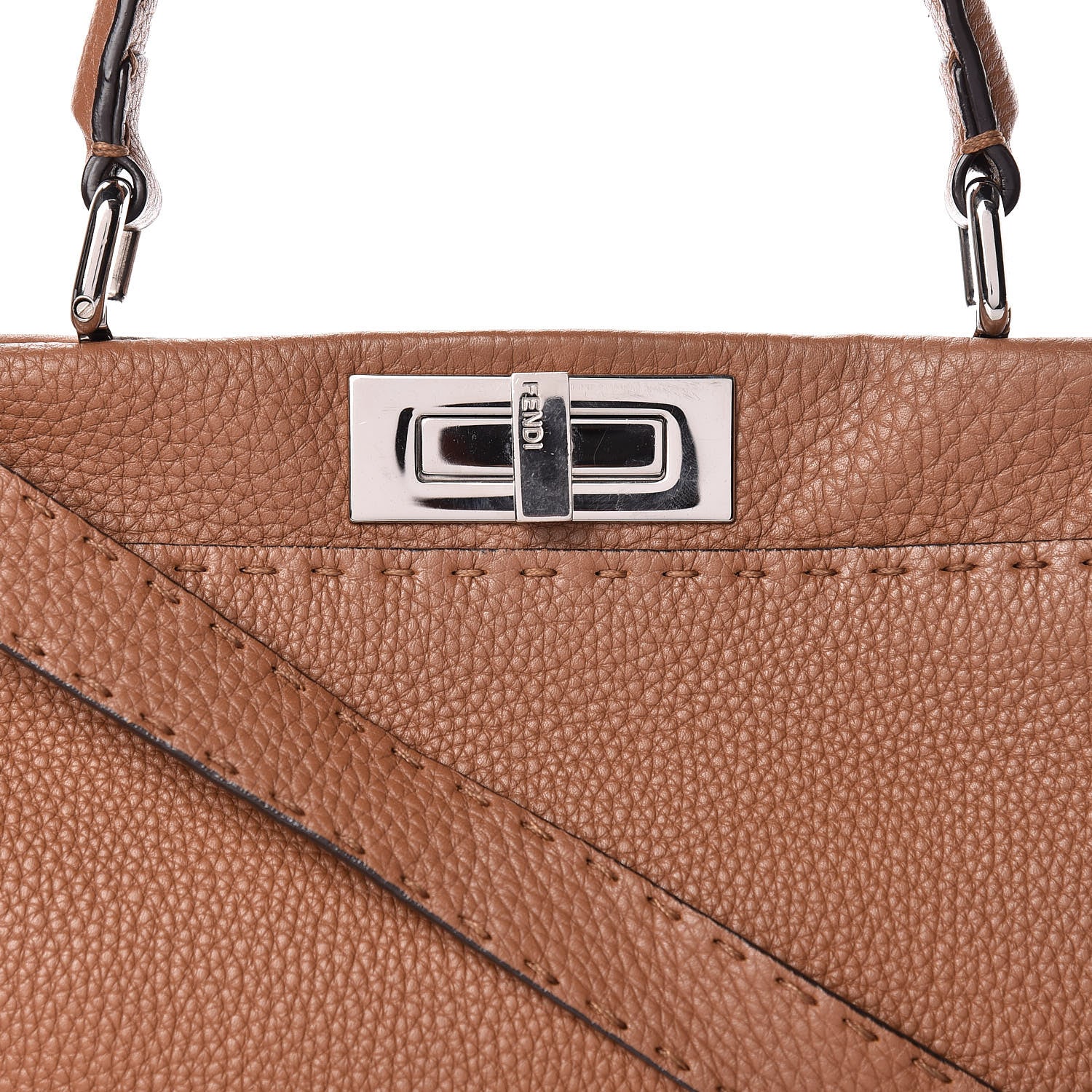 Fendi Cuoio Romano Selleria Bi-Color Medium Peekaboo Iconic Satchel Mou Deserto 9 of 14