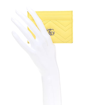 Gucci Calfskin Matelasse GG Marmont Card Holder Banana 2 of 10