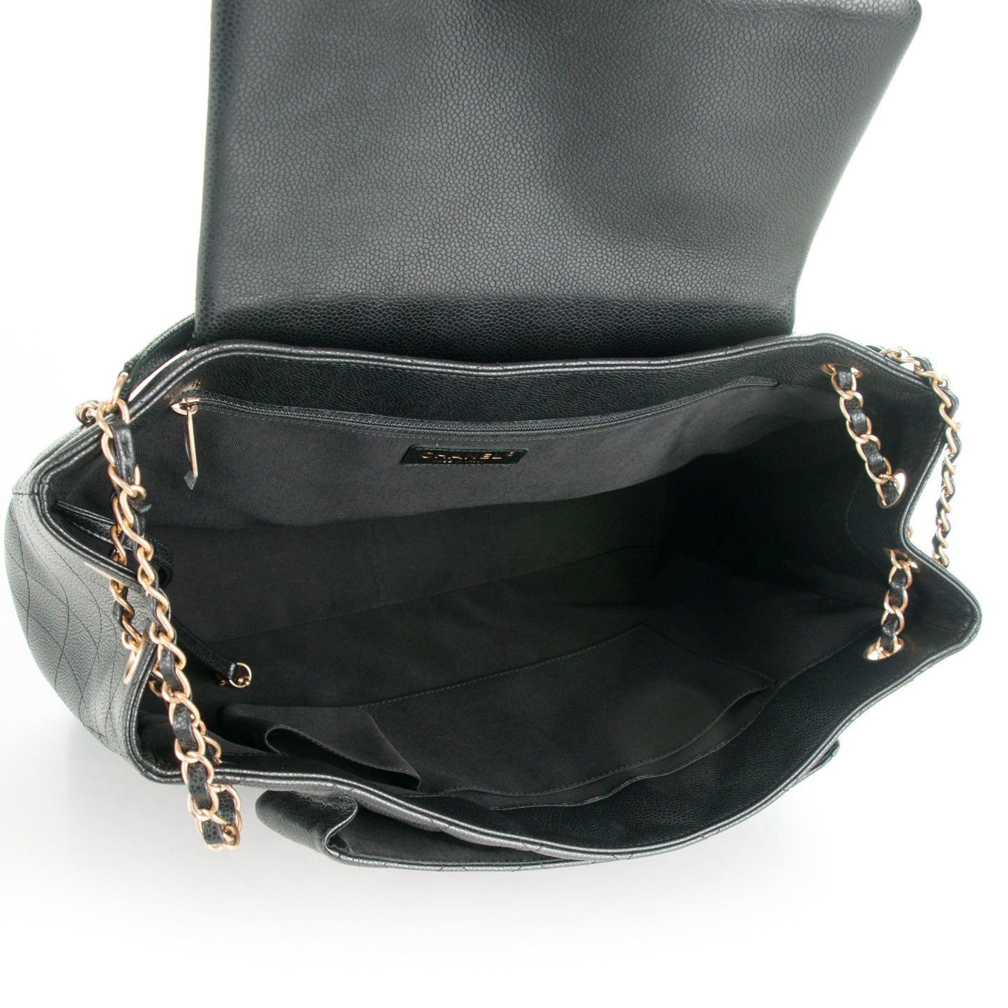 Caviar Quilted Flap Tote Black