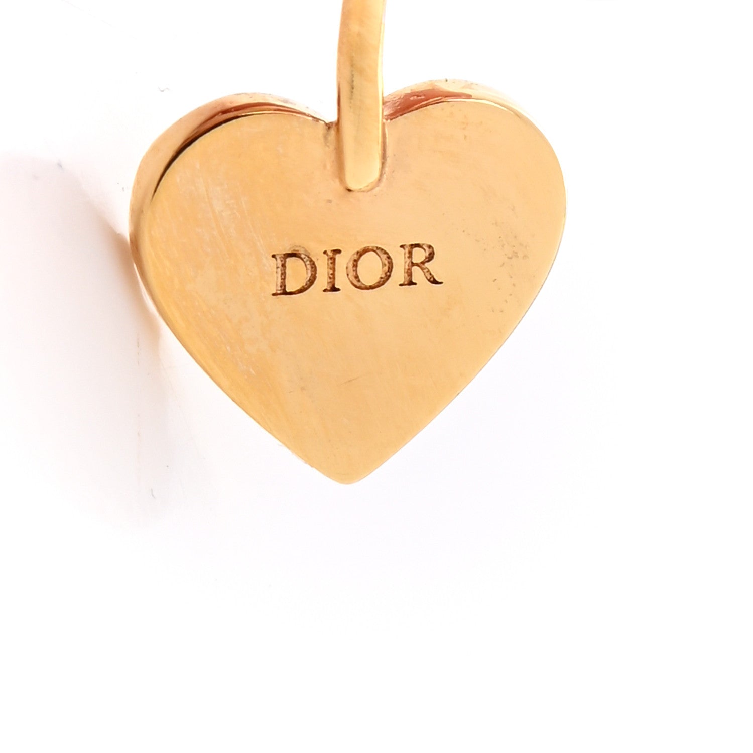 Christian Dior Pearl Crystal Heart Tribal Earring Gold 3 of 4