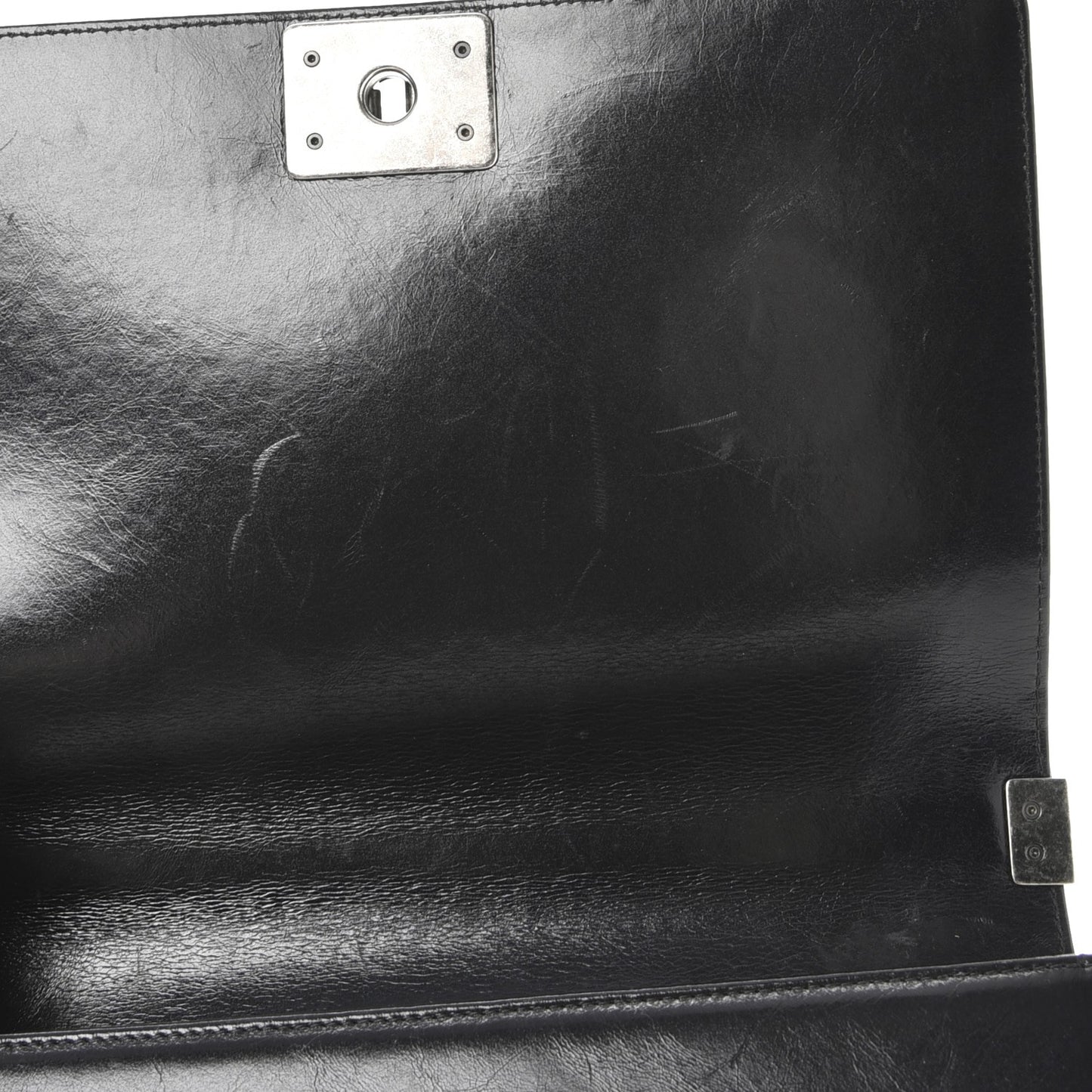 Glazed Calfskin Quilted New Medium Boy Chained Flap Black