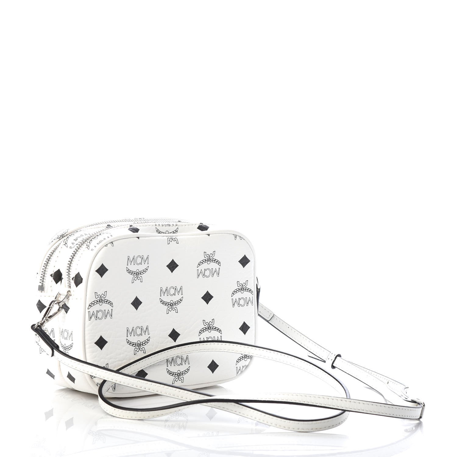 MCM Visetos Camera Crossbody Bag White 3 of 10