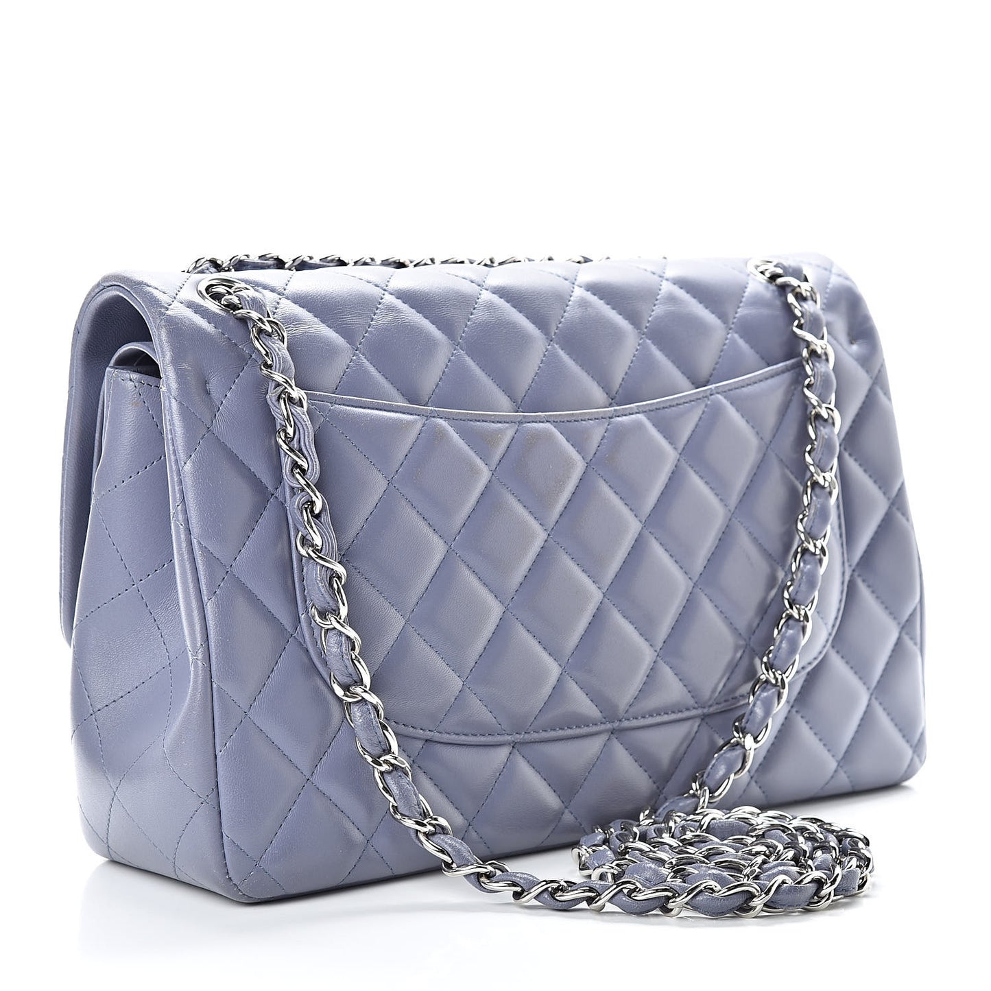 Lambskin Quilted Jumbo Double Flap Light Purple