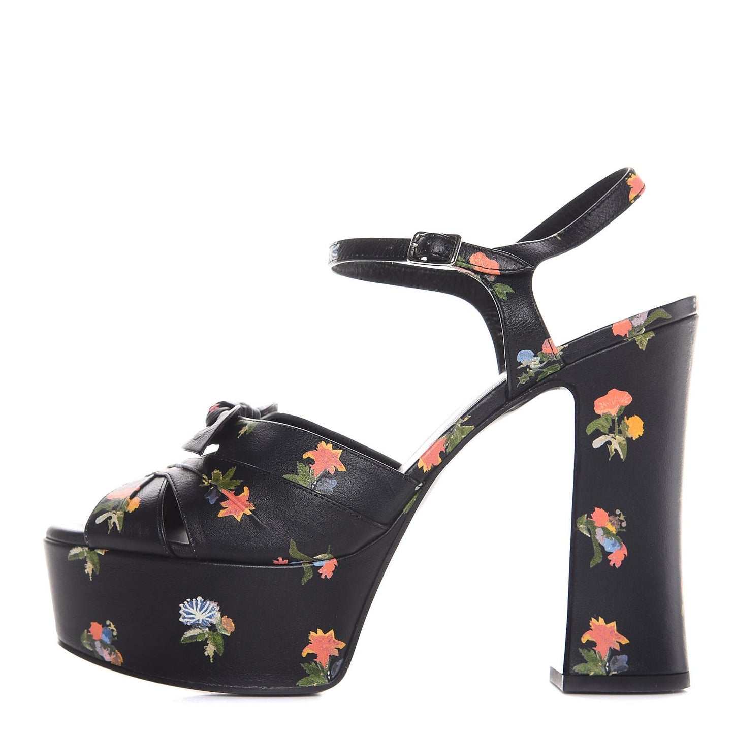 Calfskin Prairie Printed Candy 85 Platform Sandals 39 Black