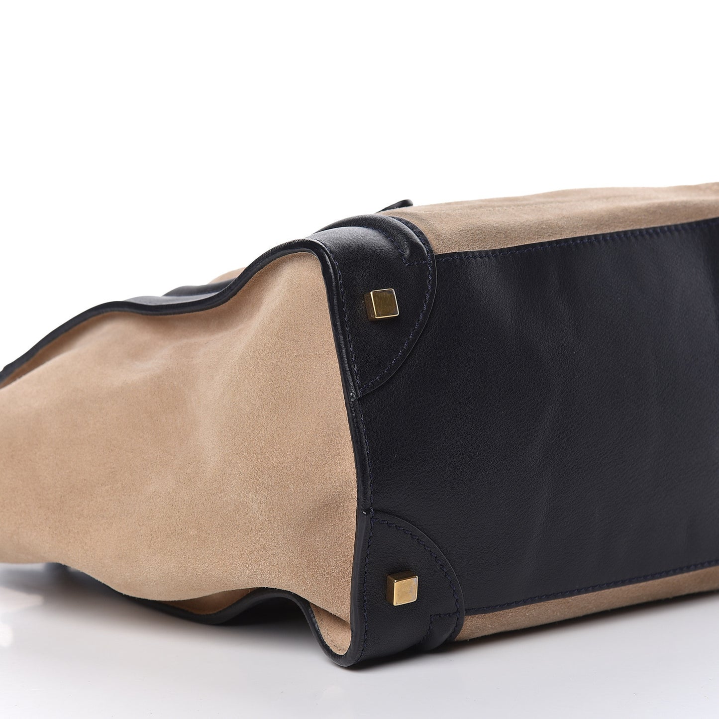 Smooth Calfskin Suede Mini Bi-Color Luggage Navy Dune