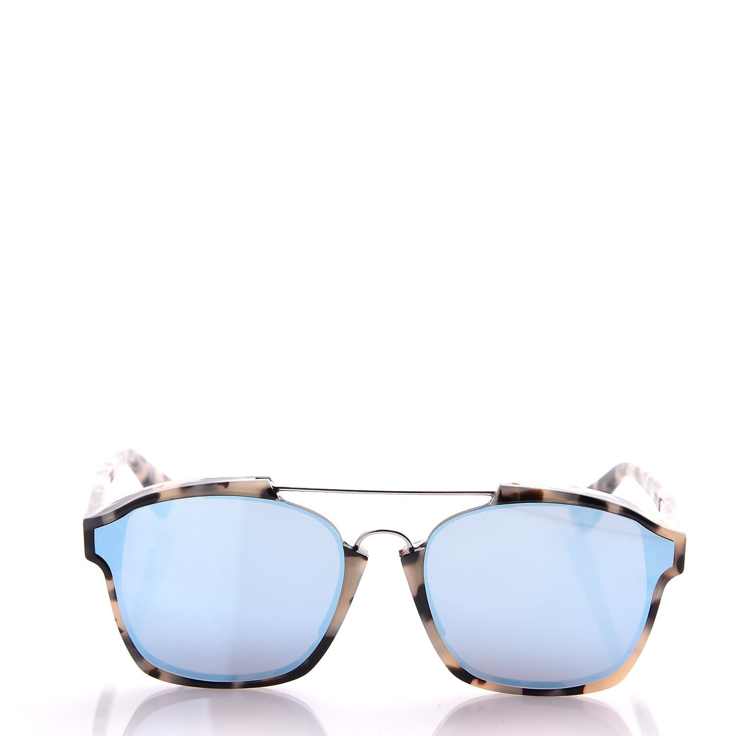 Christian Dior Abstract Square Mirrored Sunglasses Spotted Havana Blue 2 of 10