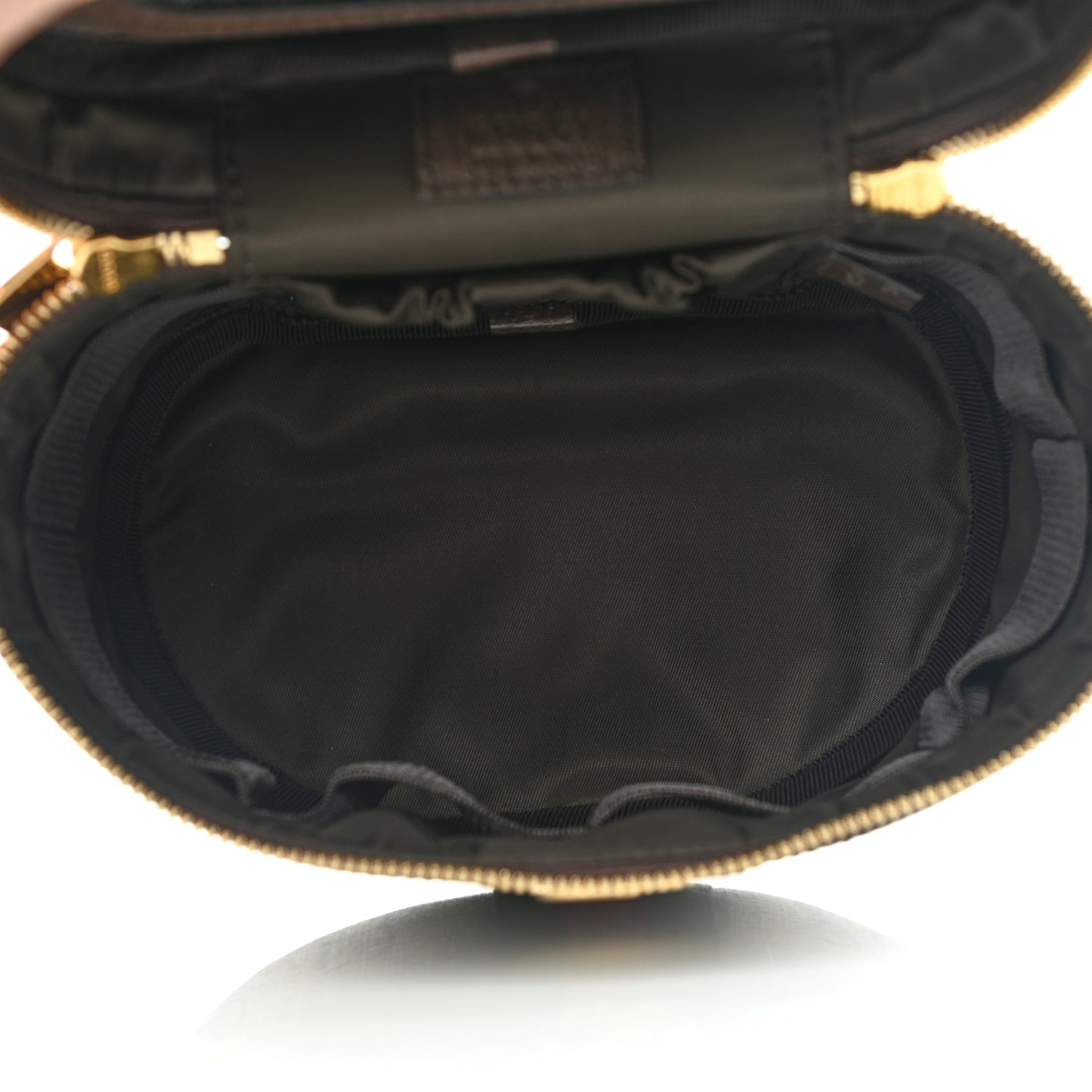 GG Supreme Monogram Textured Calfskin Web Ophidia Vanity Cosmetic Case Beige Ebony New Acero