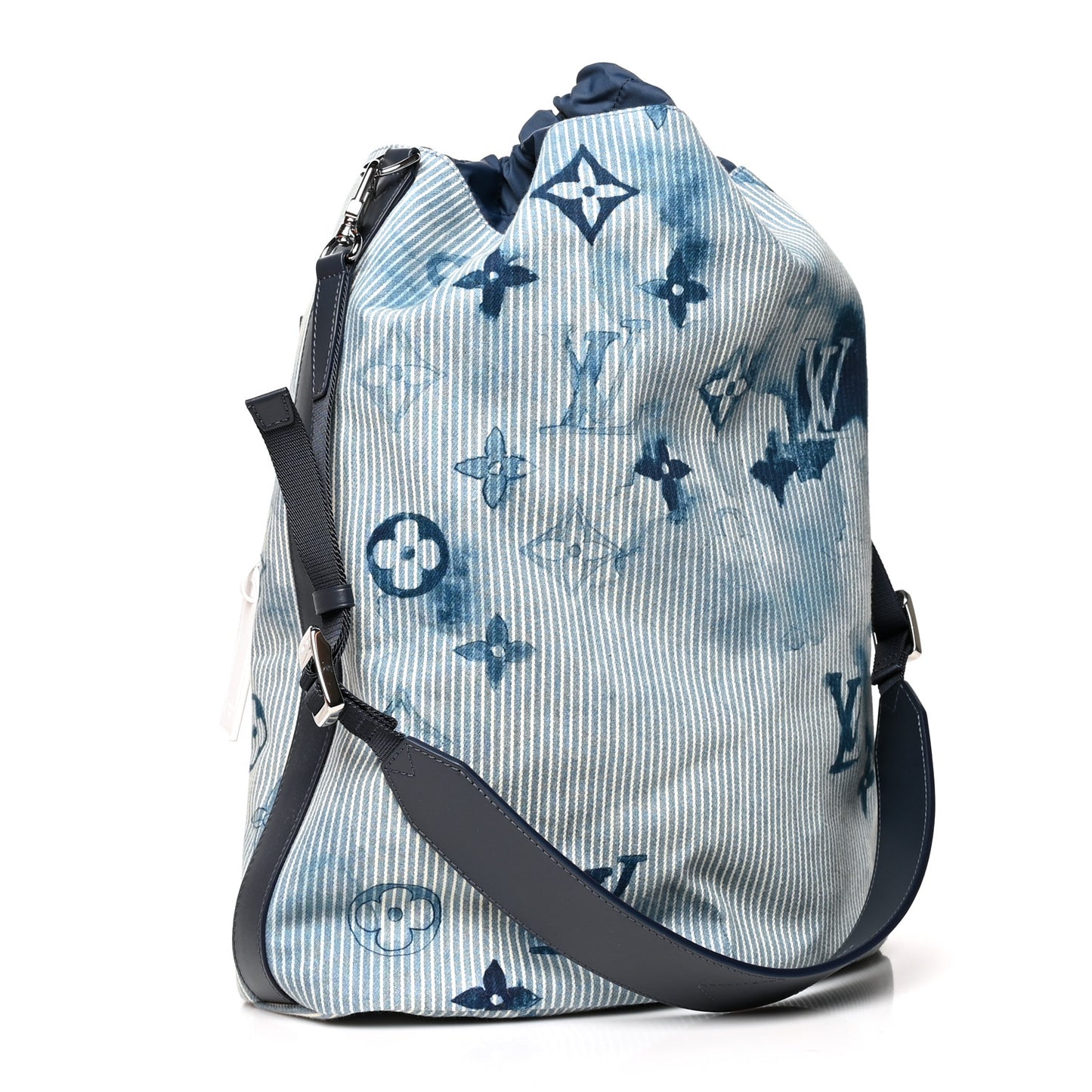 Hickory Stripes Denim Monogram Watercolor Sac Marin Blue