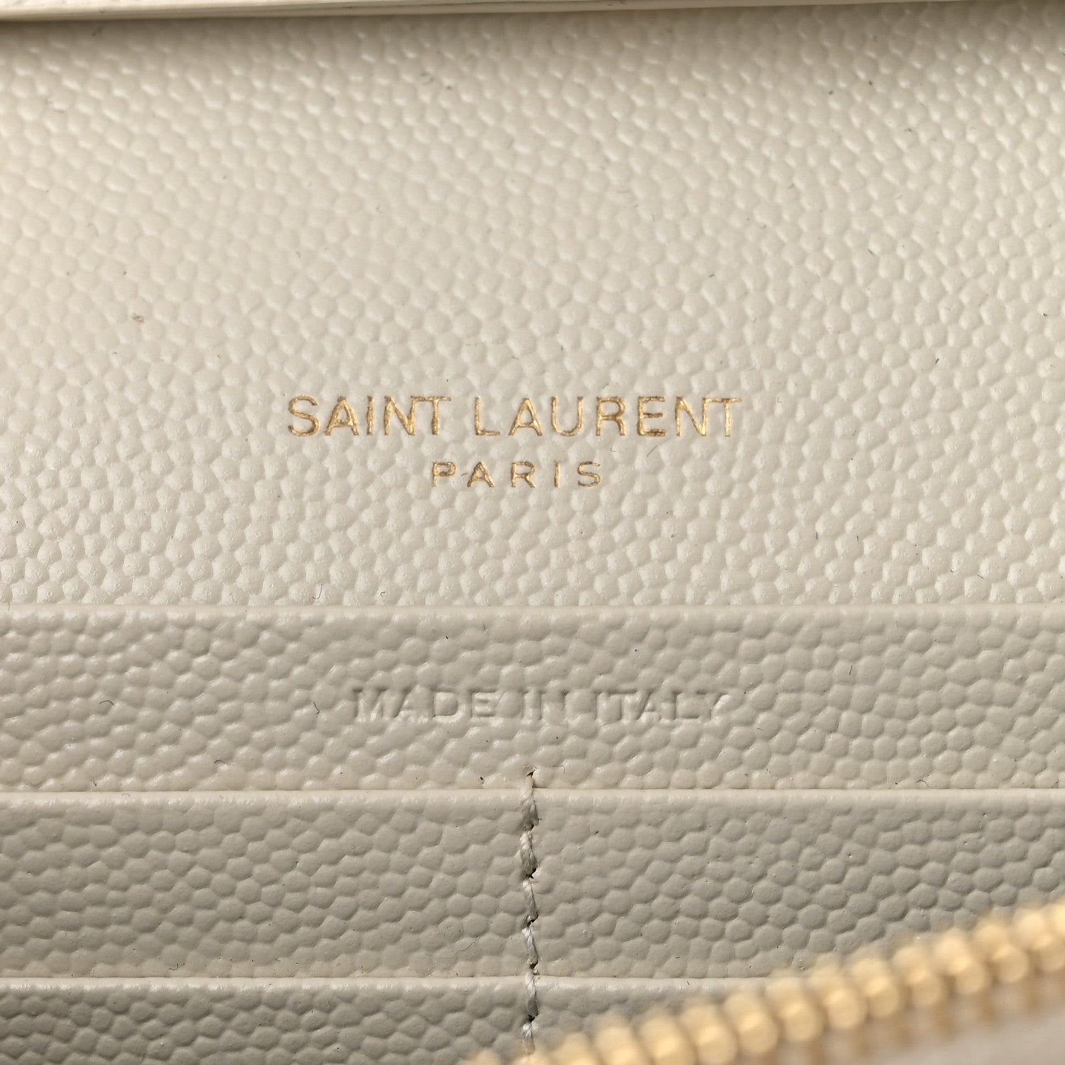 Saint Laurent Grain De Poudre Matelasse Chevron Monogram Chain Wallet Crema Soft 5 of 9