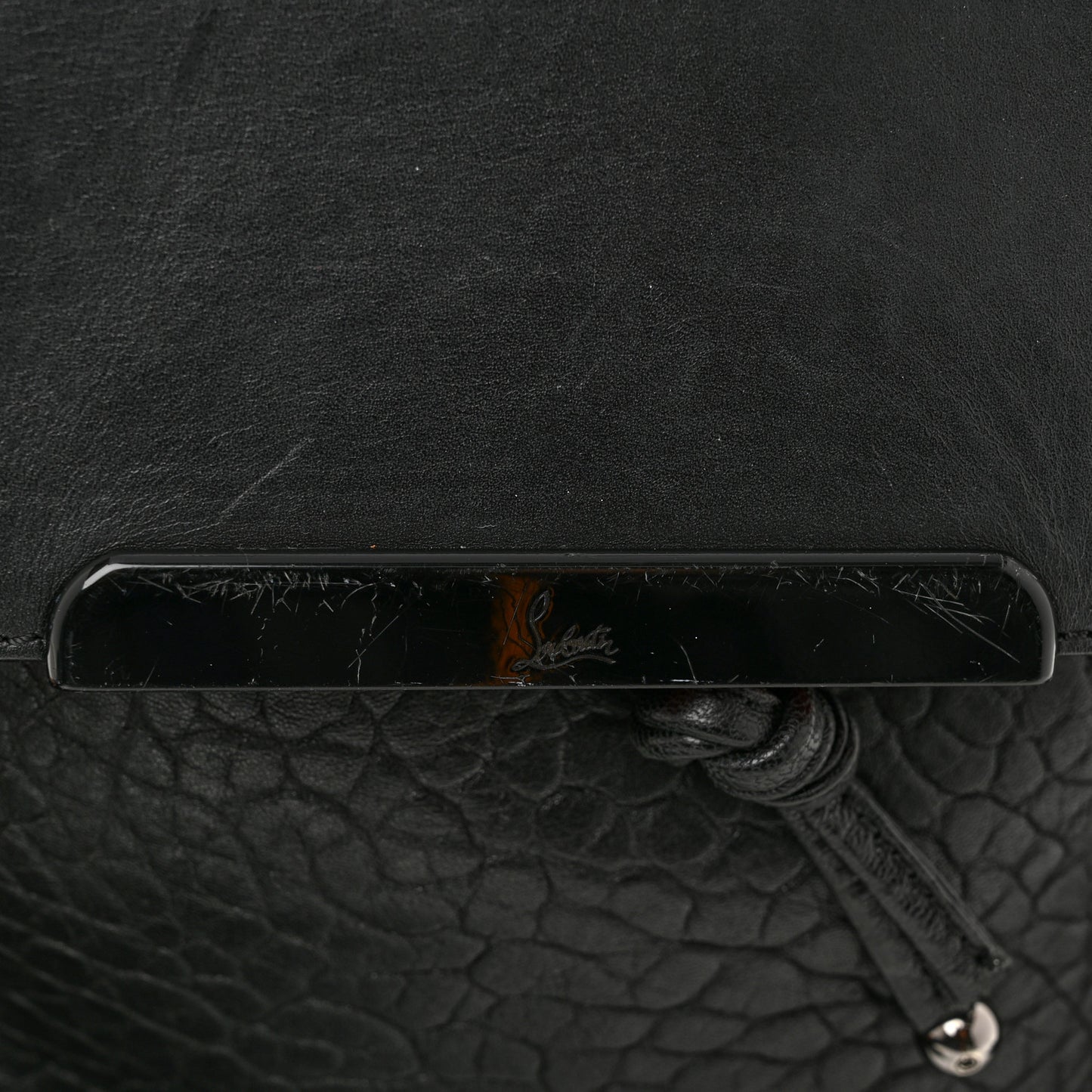 Pebbled Calfskin Fringe Lucky L Convertible Backpack Black