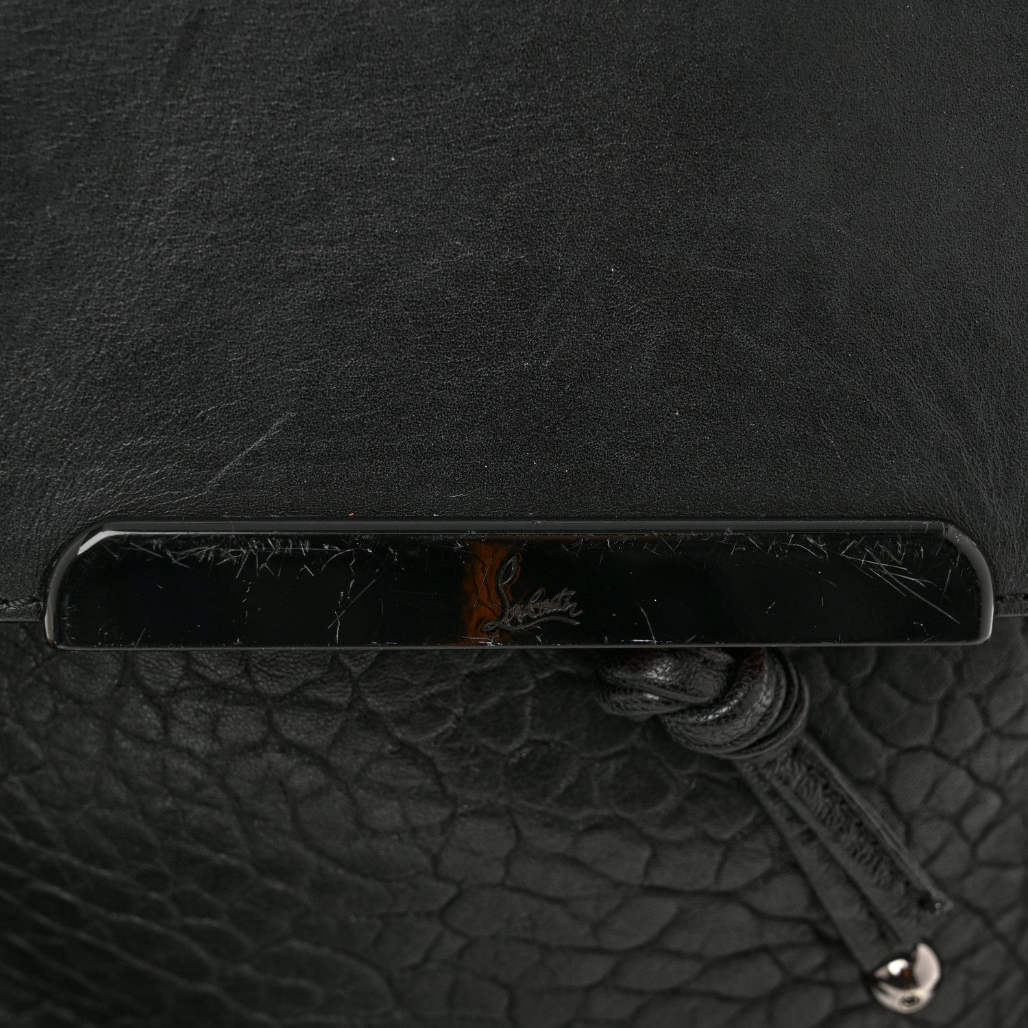 Christian Louboutin Pebbled Calfskin Fringe Lucky L Convertible Backpack Black 14 of 15