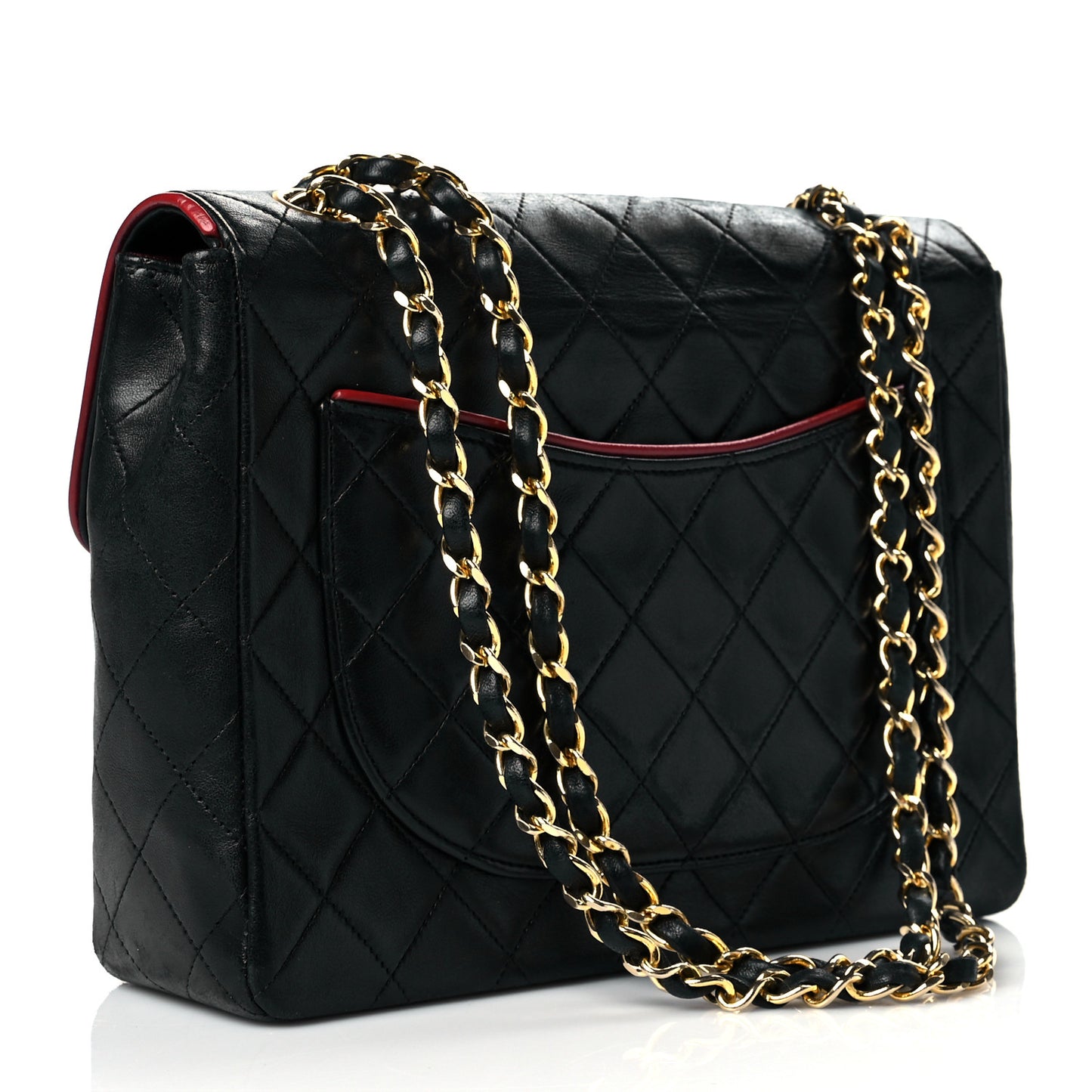 Lambskin Quilted Bi-Color Small Single Flap Black