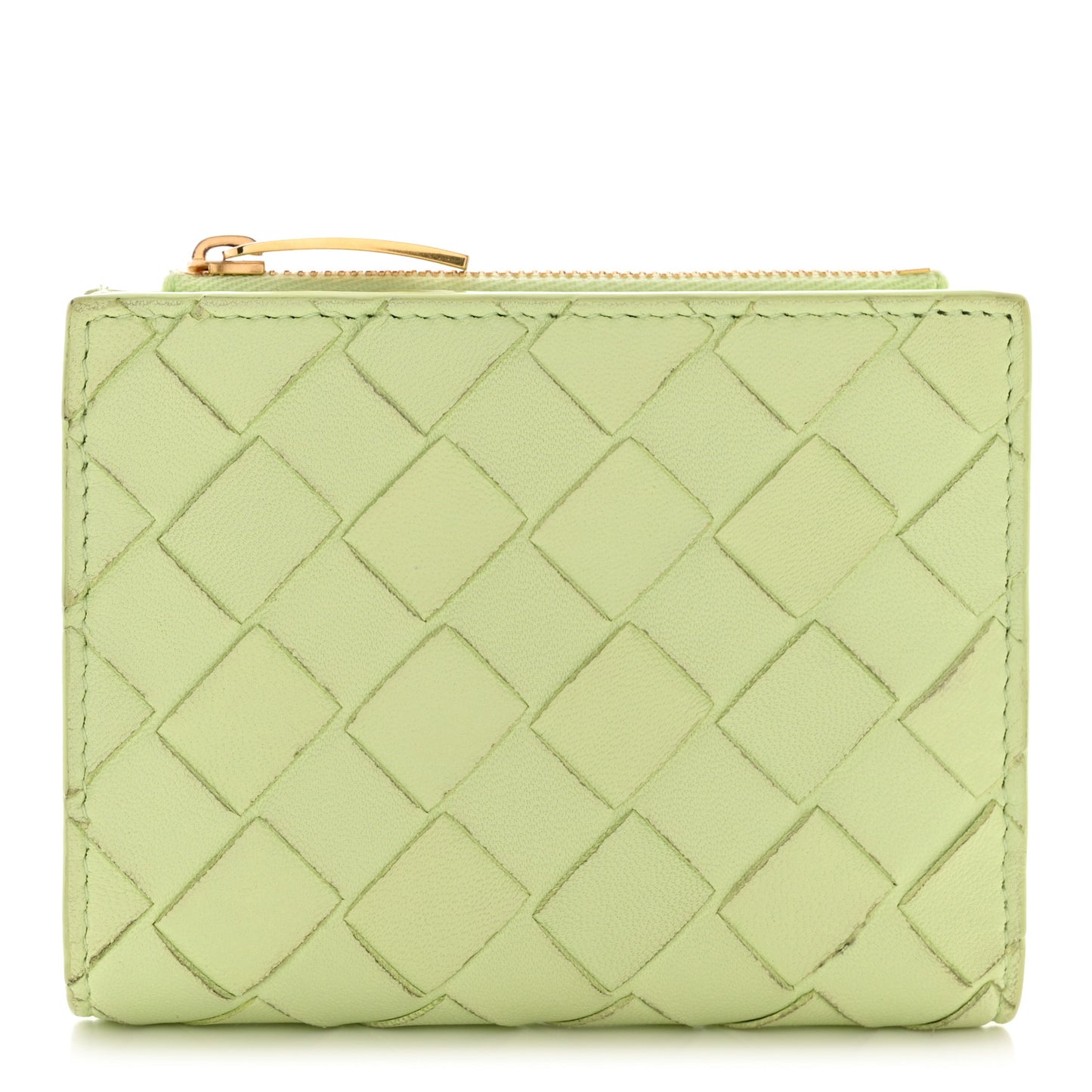 Nappa Intrecciato Small Bi-Fold Zip Wallet Fennel