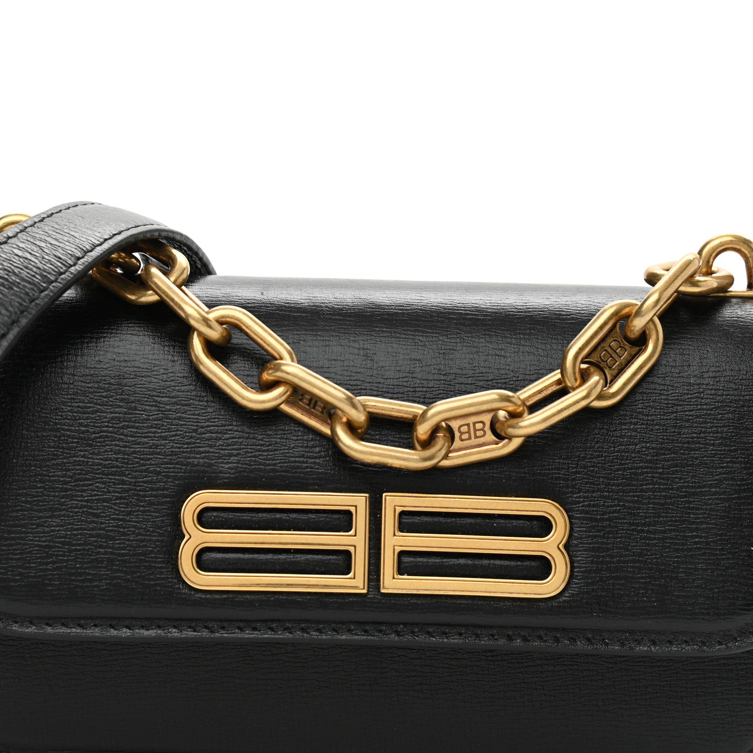 Balenciaga Calfskin Stripe Embossed Gossip Chain Bag XS Black 7 of 9