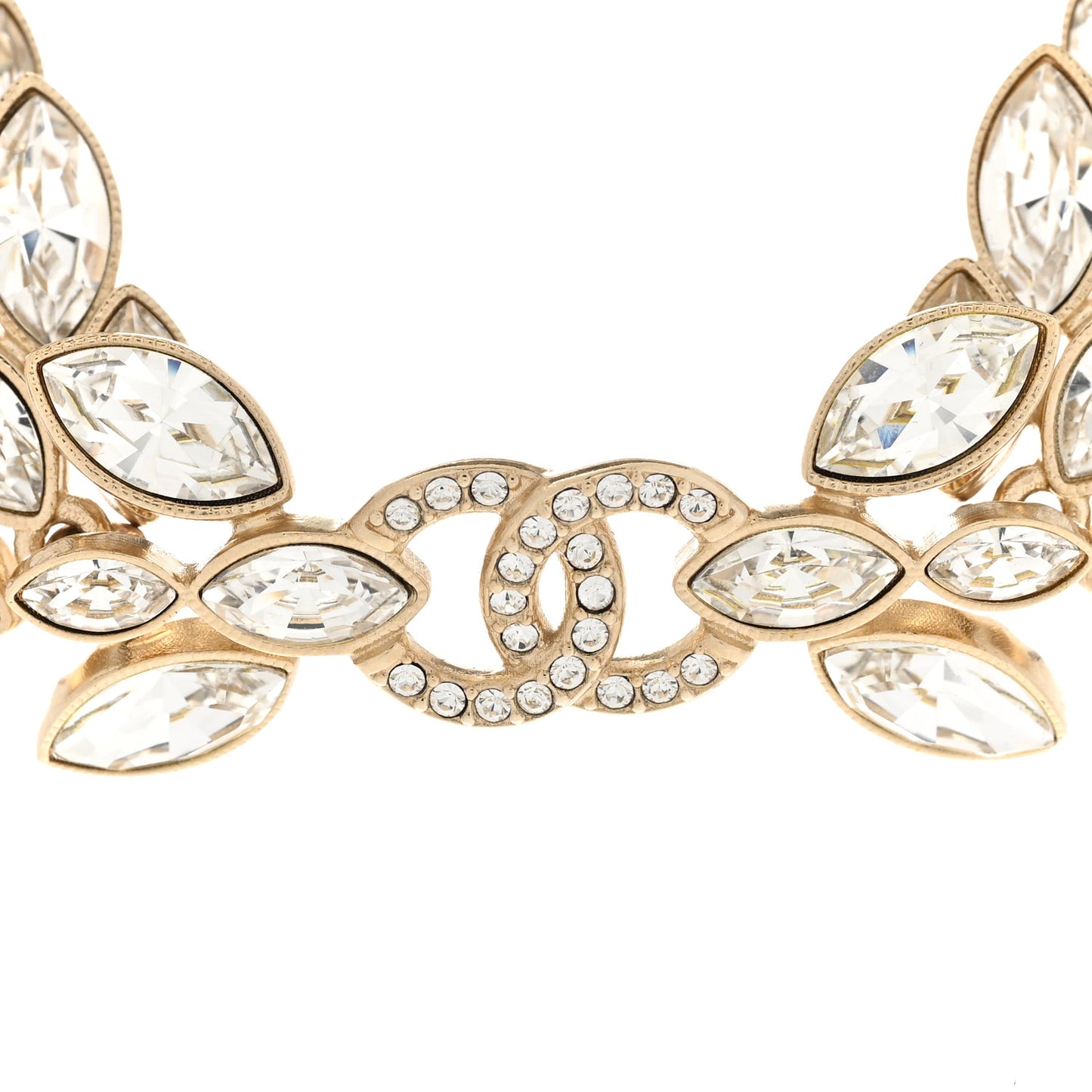Crystal Sparkling Wheat CC Choker Necklace Gold