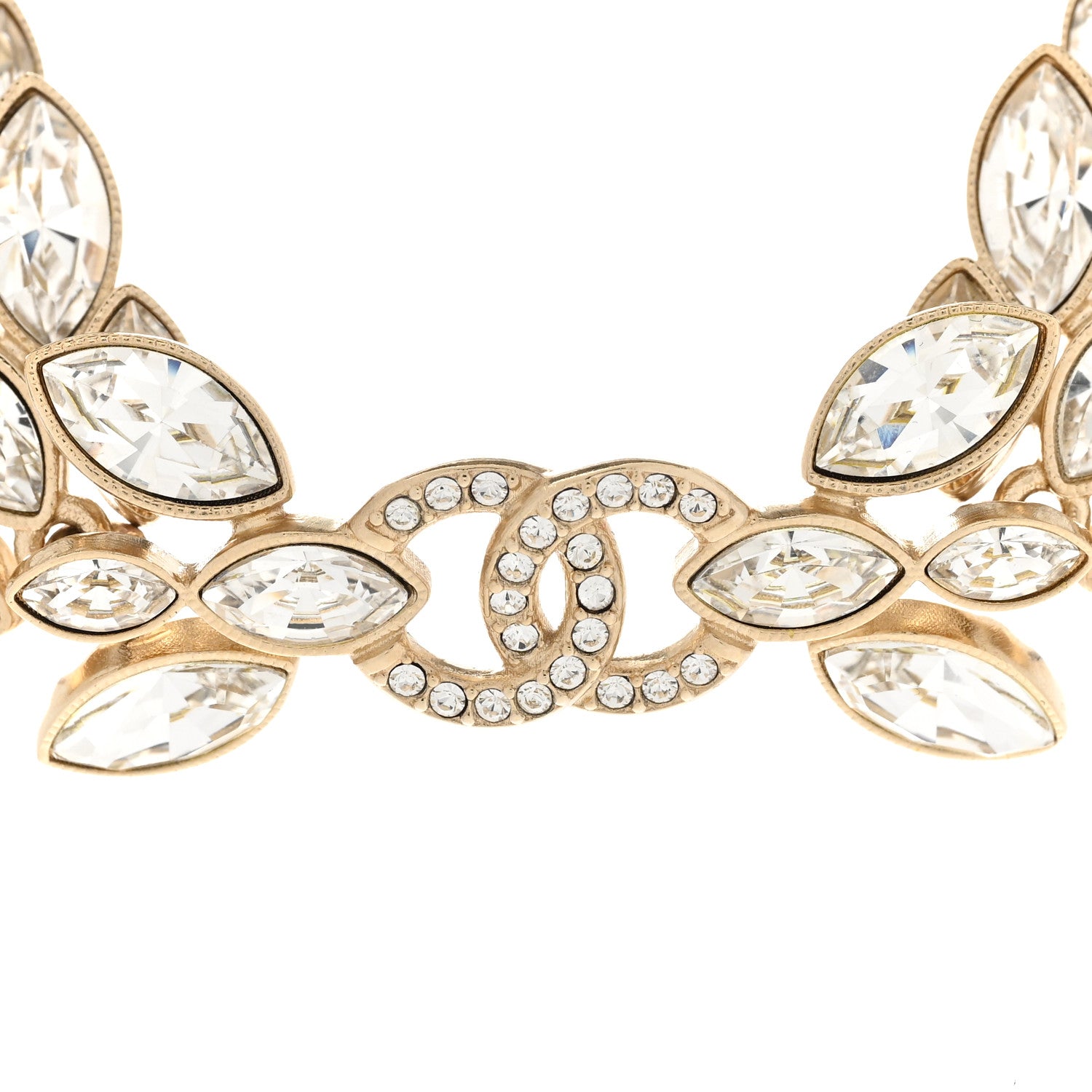 Chanel Crystal Sparkling Wheat CC Choker Necklace Gold 4 of 7