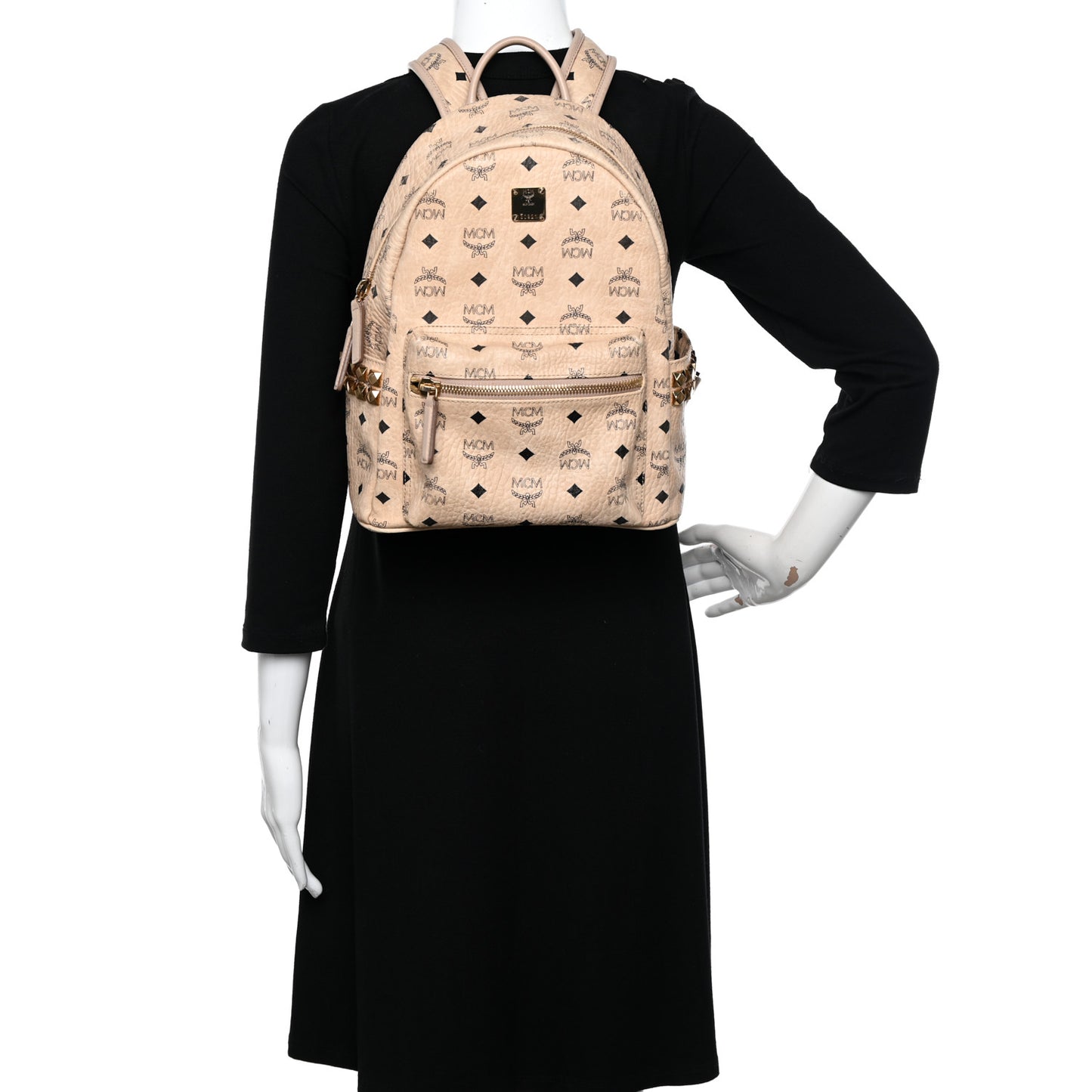 Visetos Small Studded Stark Backpack Beige