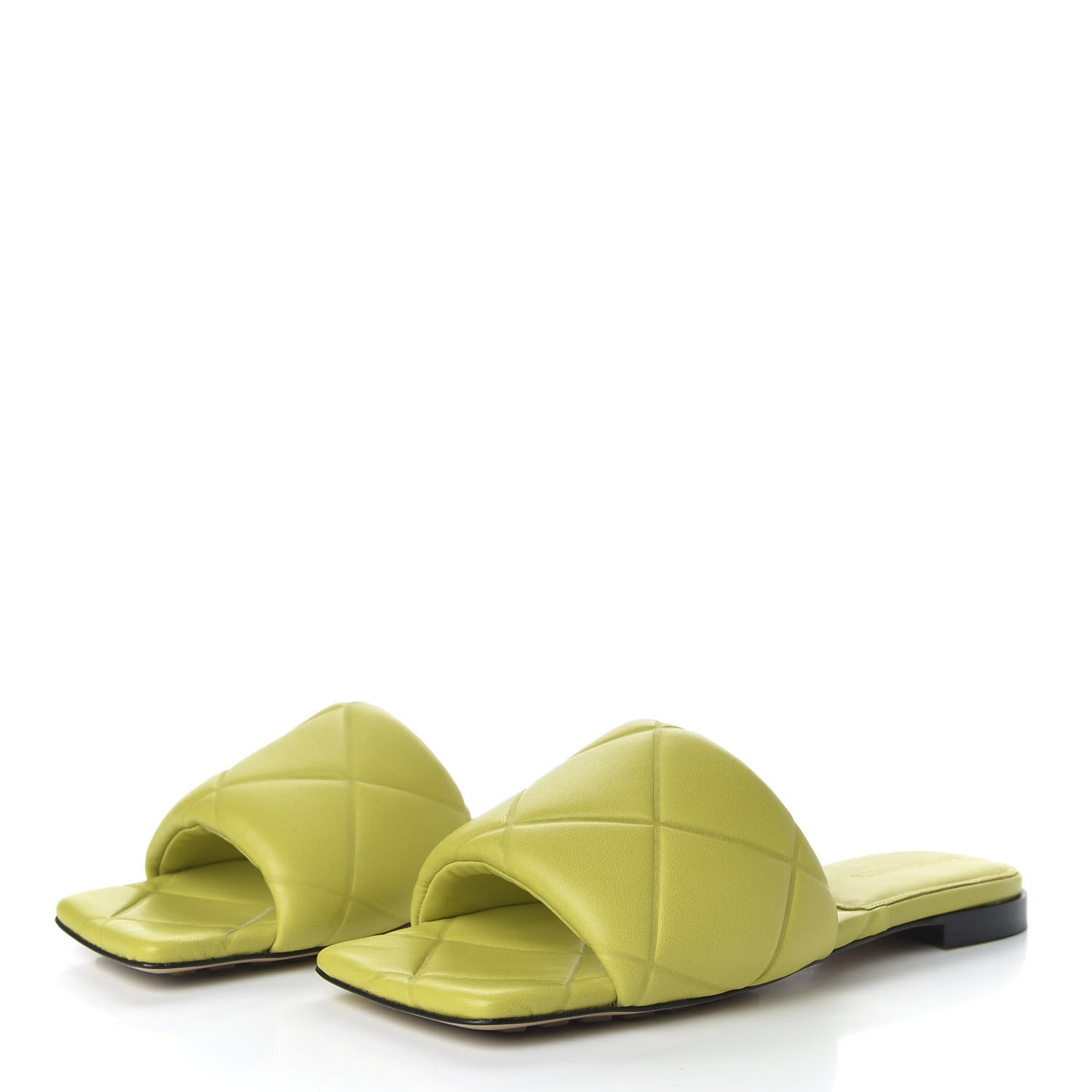 Nappa Quilted Rubber Lido Flat Sandals 37.5 Kiwi