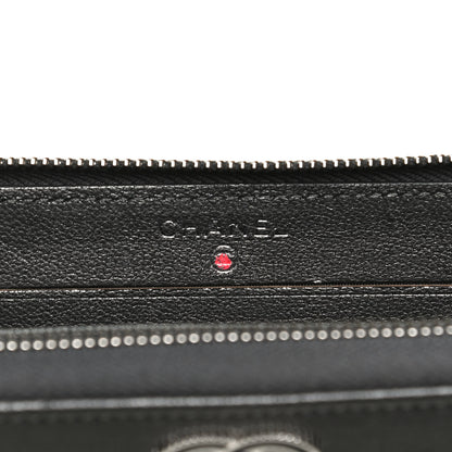Chanel Sheepskin Chevron Quilted Mademoiselle Vintage Zip Around Wallet Grey 6 of 12