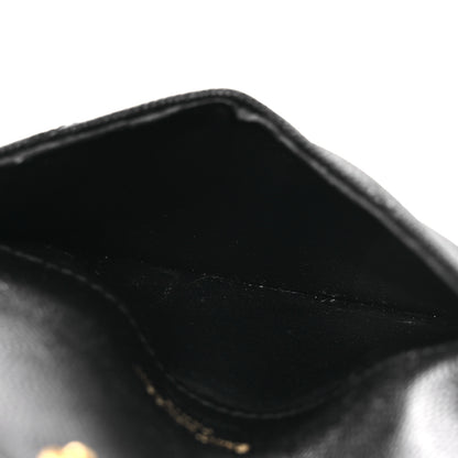 Saint Laurent Grain De Poudre Matelasse Chevron Monogram Compact Wallet Black 6 of 9