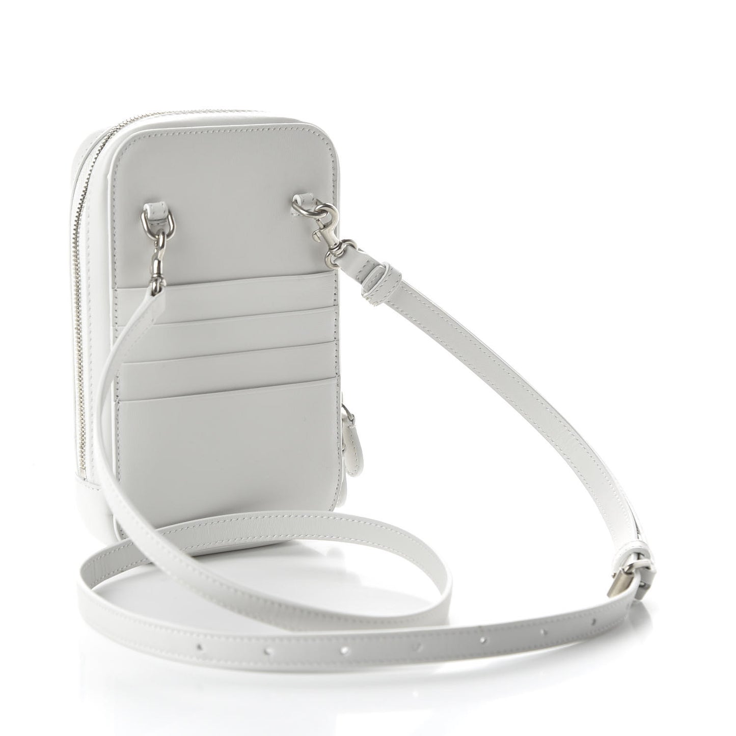 Smooth Calfskin 3D Logo Cash Phone Holder Bag White Screen Blue Black