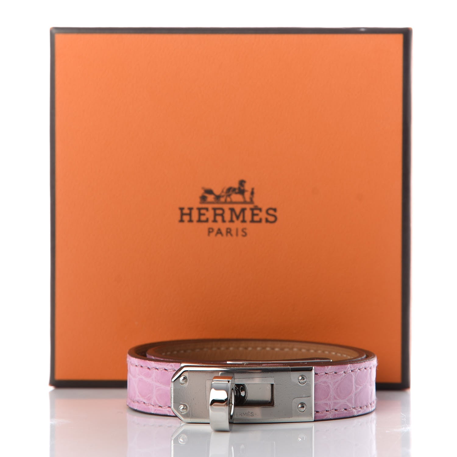 Hermes Matte Alligator Kelly Double Tour Bracelet T2 5P Pink 6 of 6