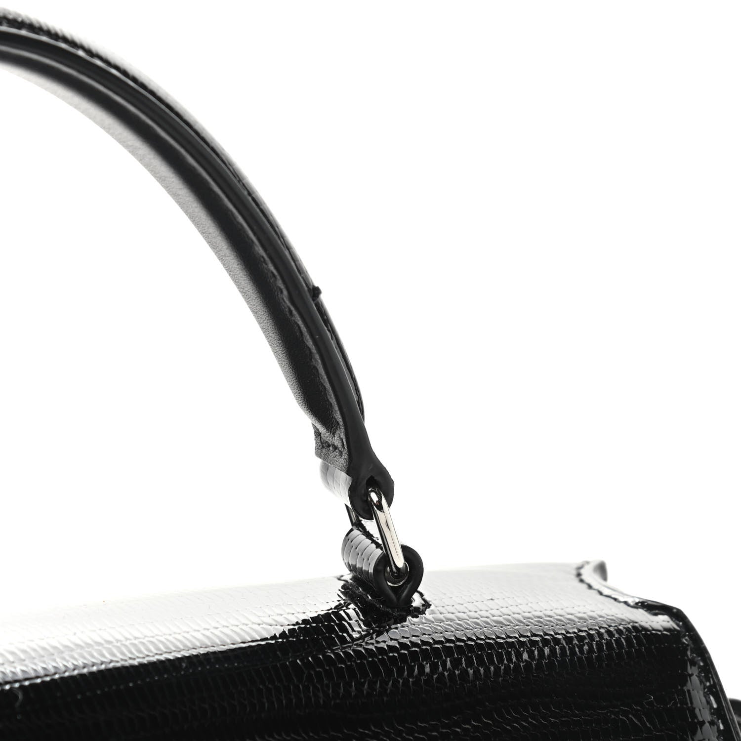 Saint Laurent Calfskin Lizard Embossed Medium Classic Monogram Cassandra Top Handle Black Rouge Legion 22 of 22