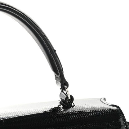 Saint Laurent Calfskin Lizard Embossed Medium Classic Monogram Cassandra Top Handle Black Rouge Legion 22 of 22