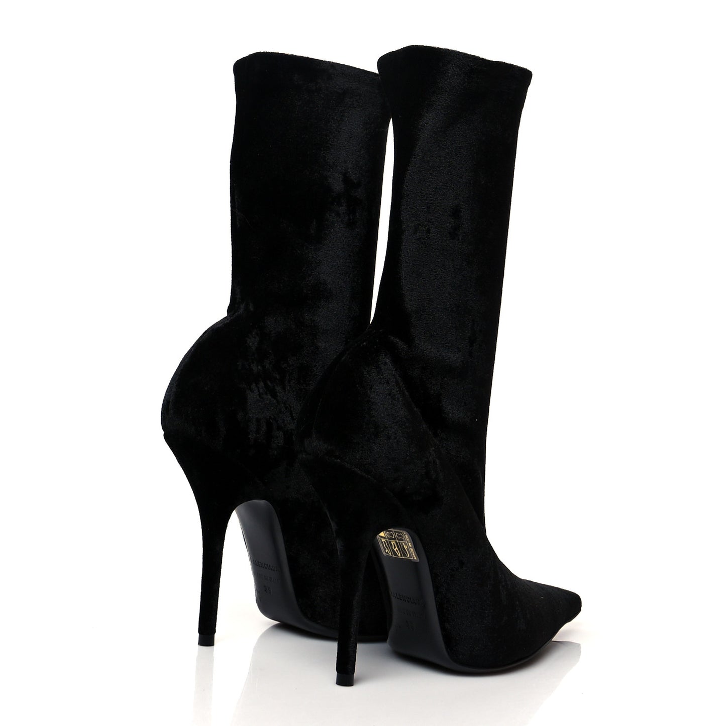 Velvet Spandex Extreme Pointed Toe Knife Ankle Boots 39 Black