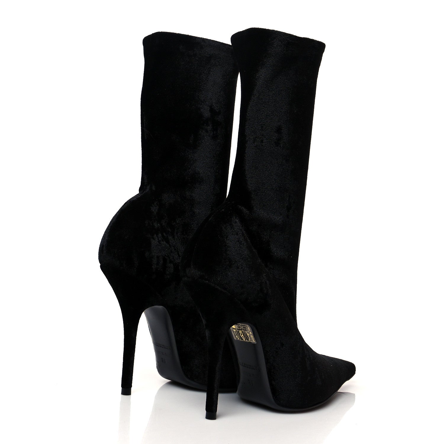 Balenciaga Velvet Spandex Extreme Pointed Toe Knife Ankle Boots 39 Black 4 of 6