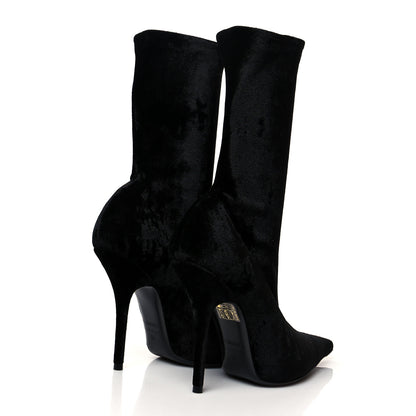 Balenciaga Velvet Spandex Extreme Pointed Toe Knife Ankle Boots 39 Black 4 of 6