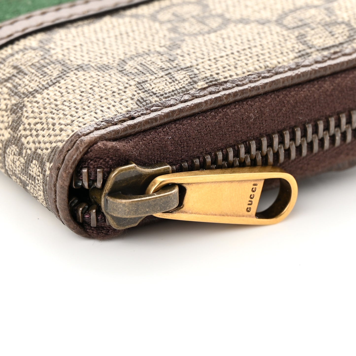 GG Supreme Web Ophidia Zip Around Card Case Brown